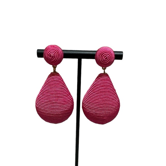 pink linen Jewelry - PINK LINEN Handmade Pink Silk Wrapped Earrings.